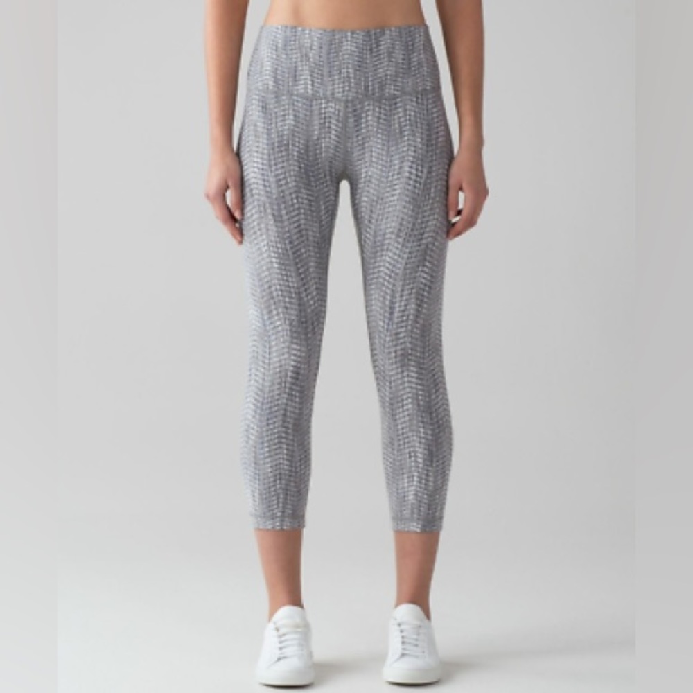 Lululemon Wunder Under High Rise Crop Arrow Jacquard Battleship Silver 6
